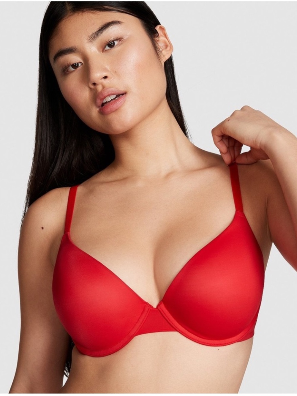 Victoria Secret Pink Wear Everywhere Push up Bra Red Cross-Back T-Shirt Bra -